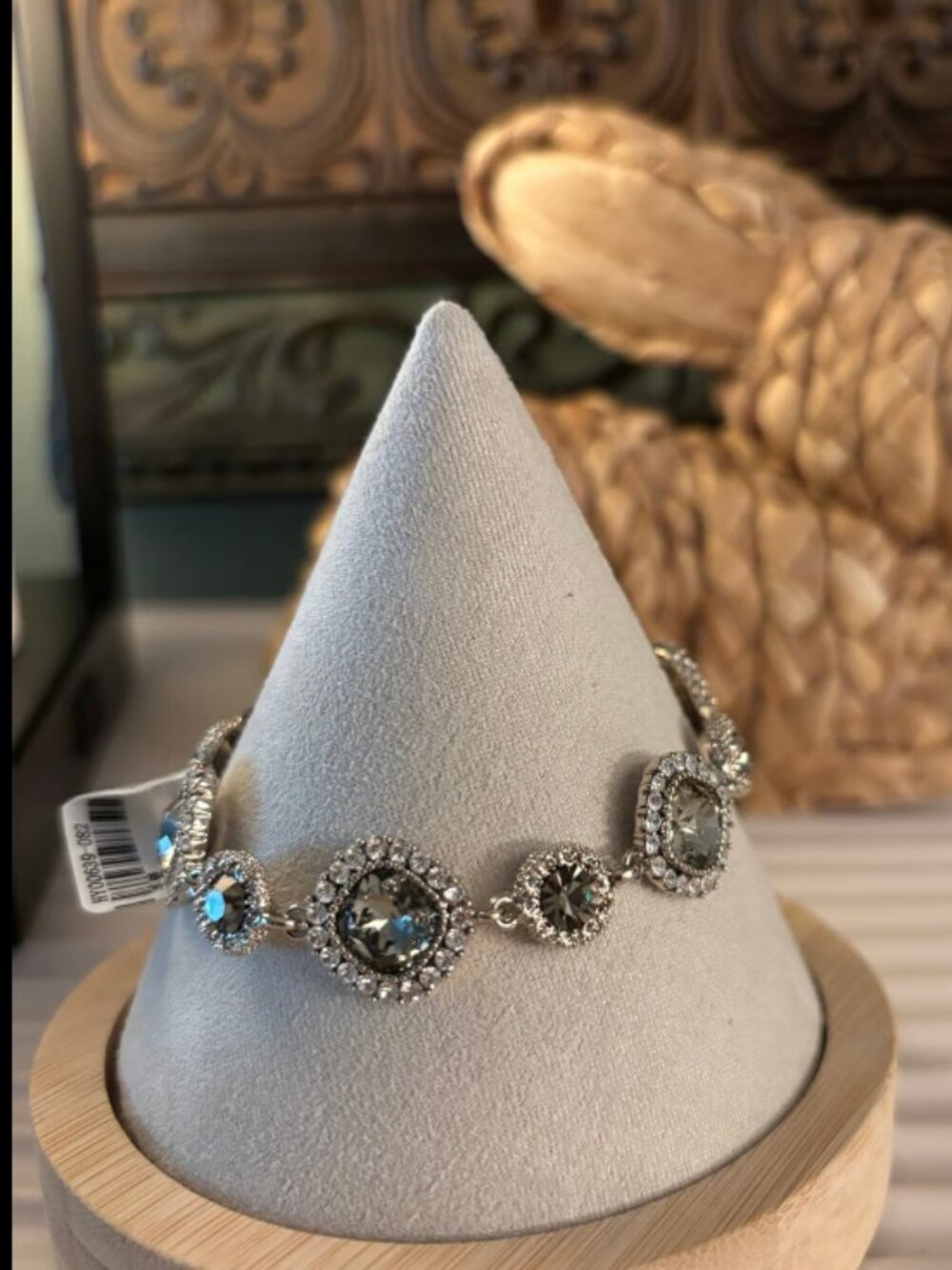 Grey colored stones and CZ on chocolate gold bracelet